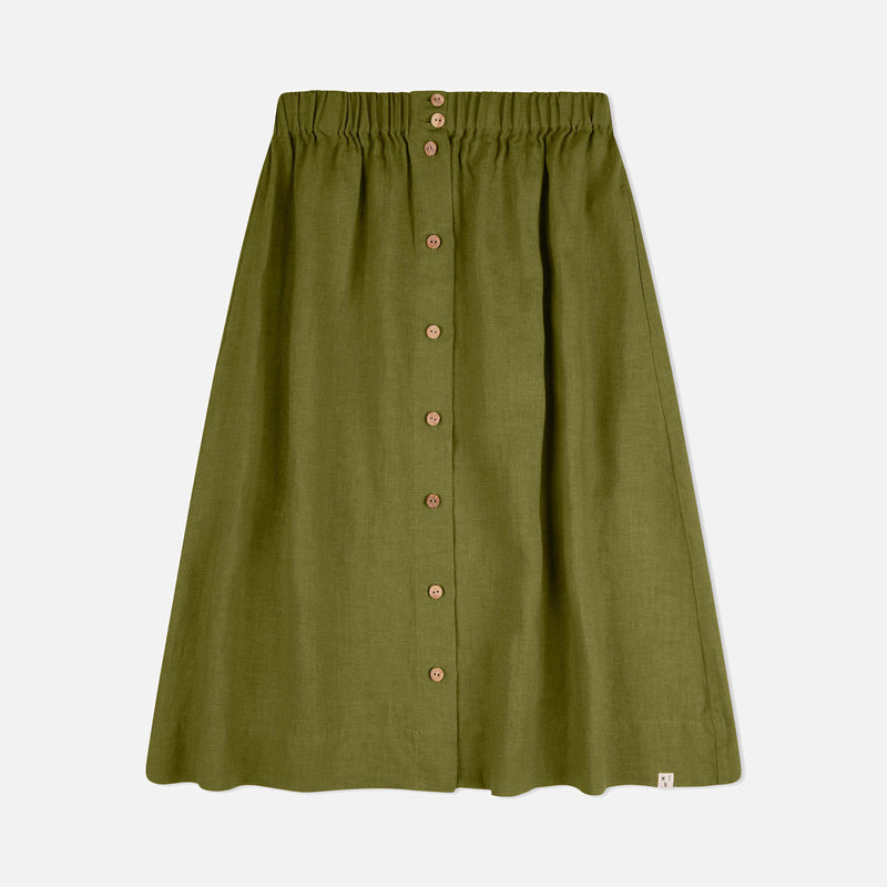Women's Linen Midi Skirt - Cardamom