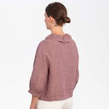 Women's Linen Ruffle Collar Blouse - Heather Check