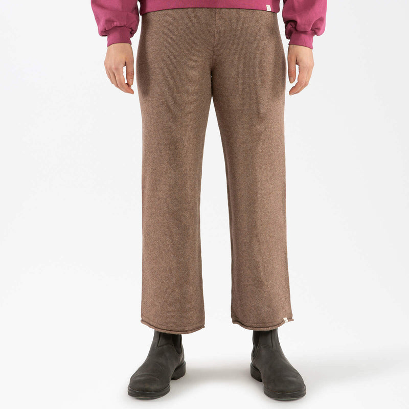 Women's Lambswool/Cotton Trousers - Sepia