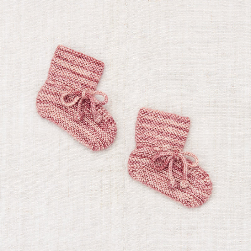 Baby Handknit Merino Wool Booties - Prairie Rose