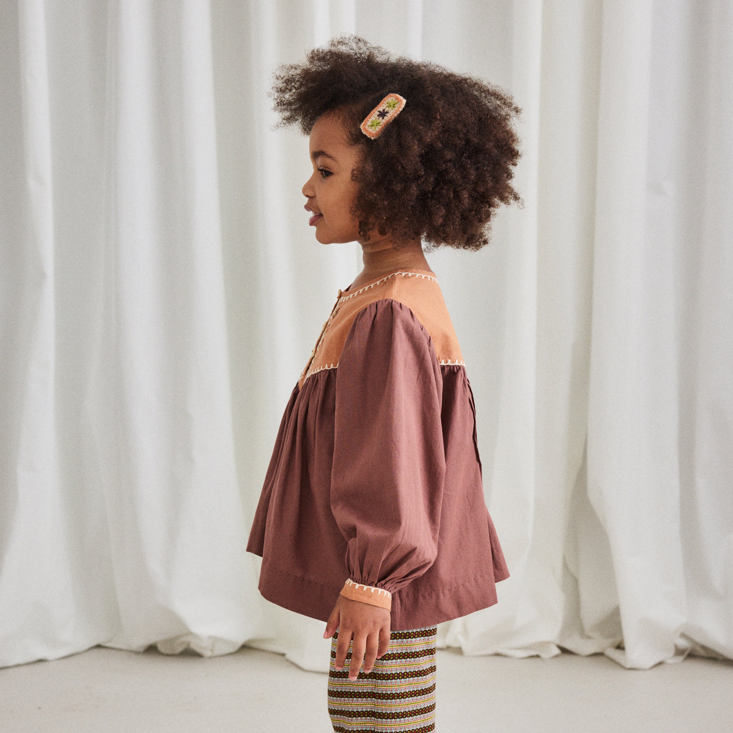Cotton Poplin Bettina Top in brown in sizes 2y-10y. – MamaOwl
