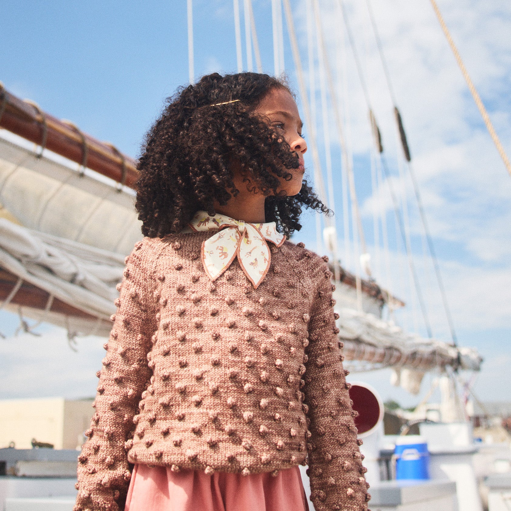 Hand Knit Merino Wool Original Popcorn Sweater in brown in sizes