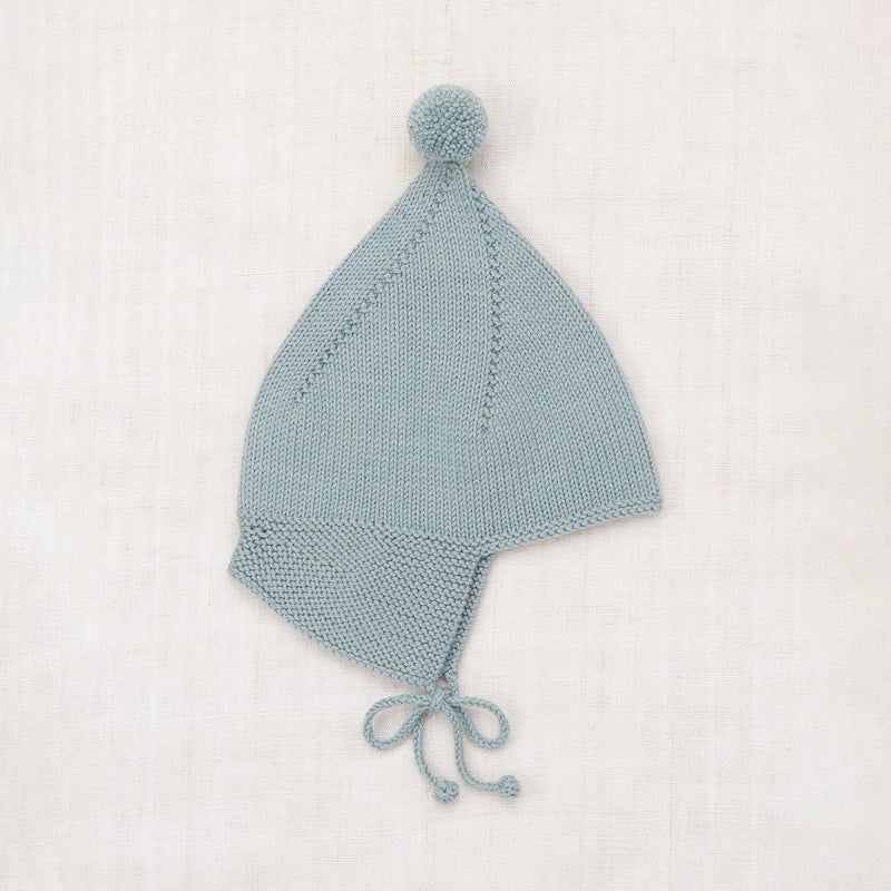 Handknit Merino Wool Pointy Peak Hat - Overcast