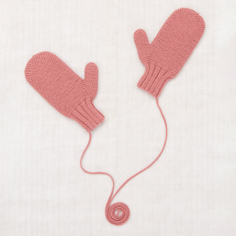 Handknit Merino Wool Safe Harbor Mittens - Rosewood