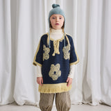 Merino Wool Crochet Blomma Fringe Poncho - Galaxy