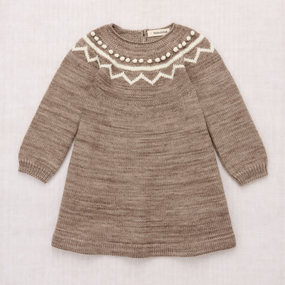 Kids Hand Knit Merino Wool Zig Zag Dress - Brut