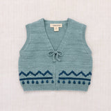 Kids Hand Knit Merino Wool Zig Zag Vest - Slate