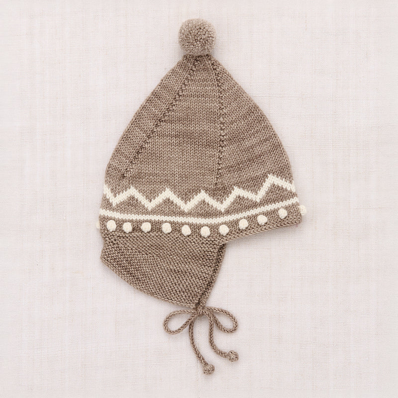 Kids Hand Knit Zig Zag Pointy Peak Hat - Brut