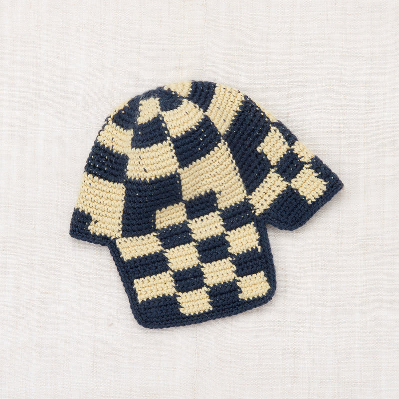 Merino Wool Crochet Checkered Rover Hat - Galaxy