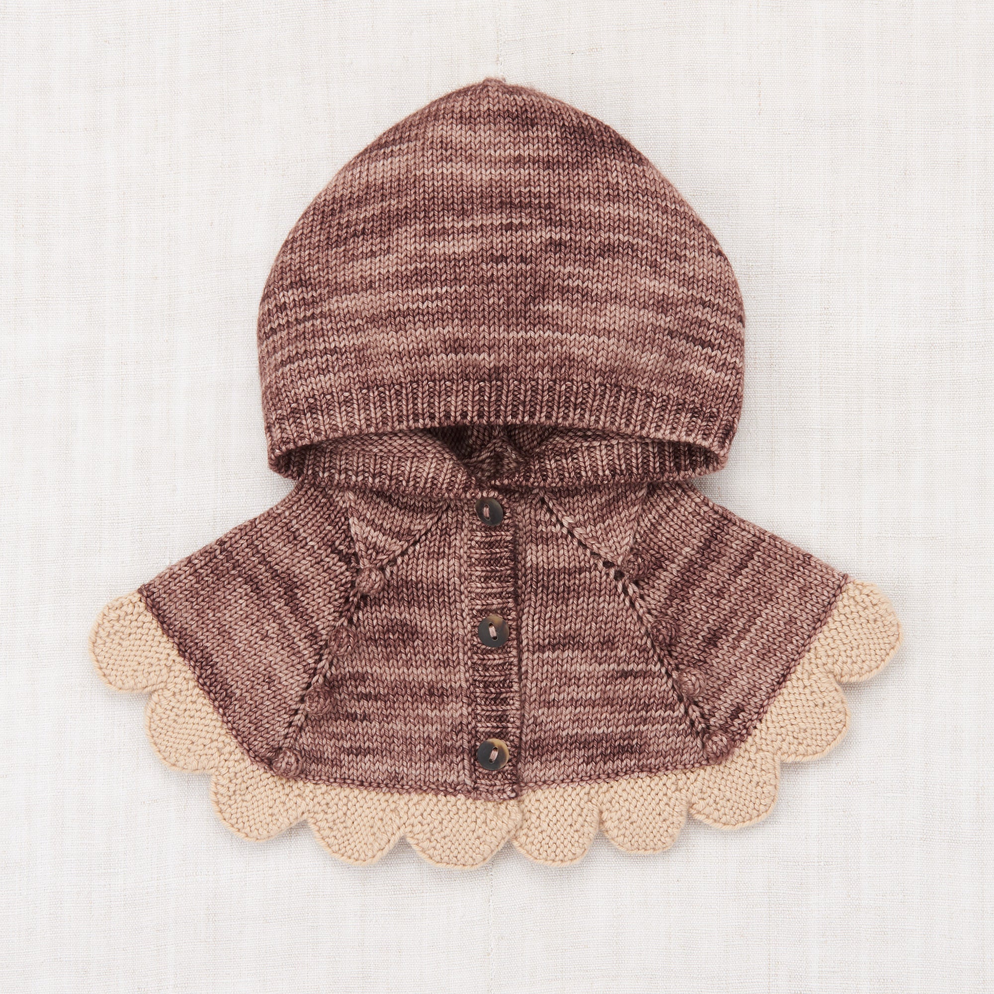 Merino Wool Scallop Capelet in brown in sizes 2y-8y. – MamaOwl