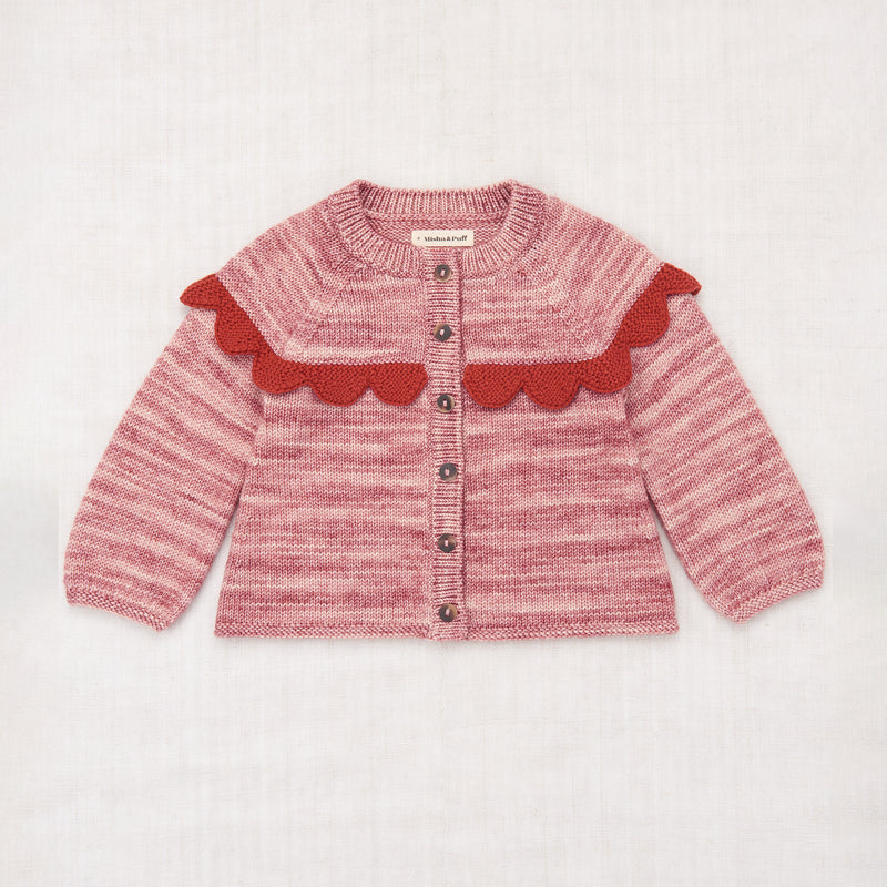 Merino Wool Scallop Yoke Cardigan - Prairie Rose