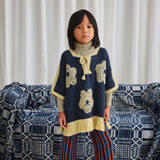 Merino Wool Crochet Blomma Fringe Poncho - Galaxy