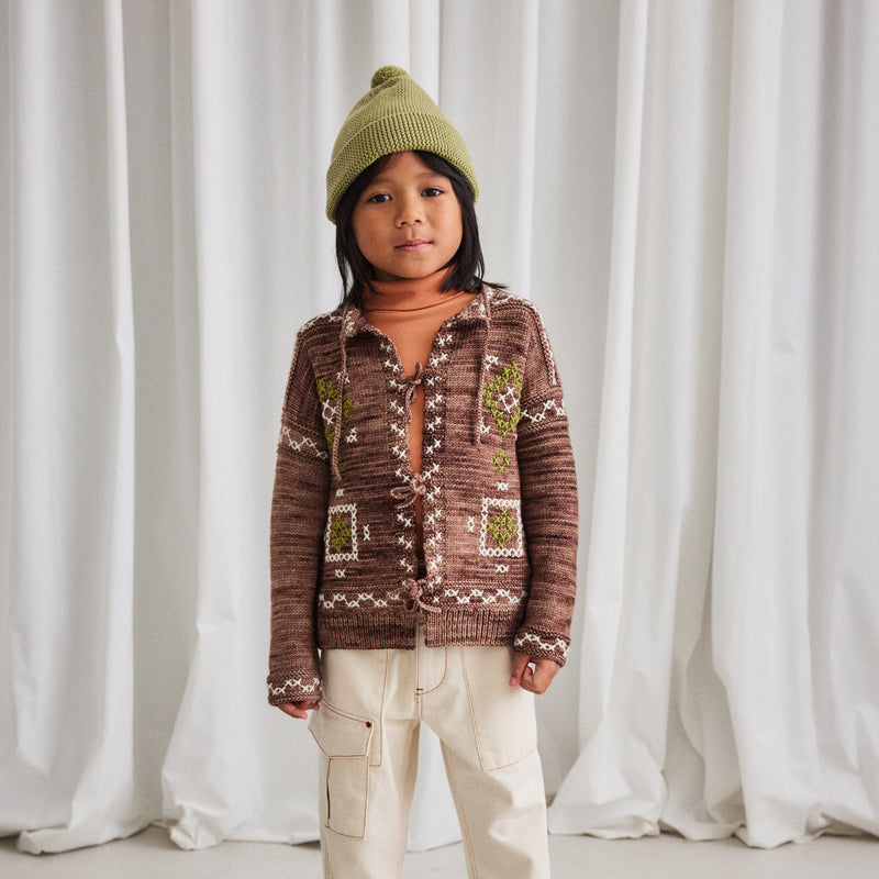 Merino Wool Cross Stitch Bjorn Cardigan - Affogato