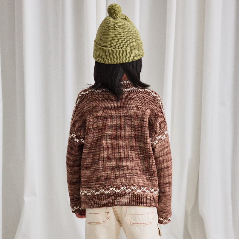 Merino Wool Cross Stitch Bjorn Cardigan - Affogato