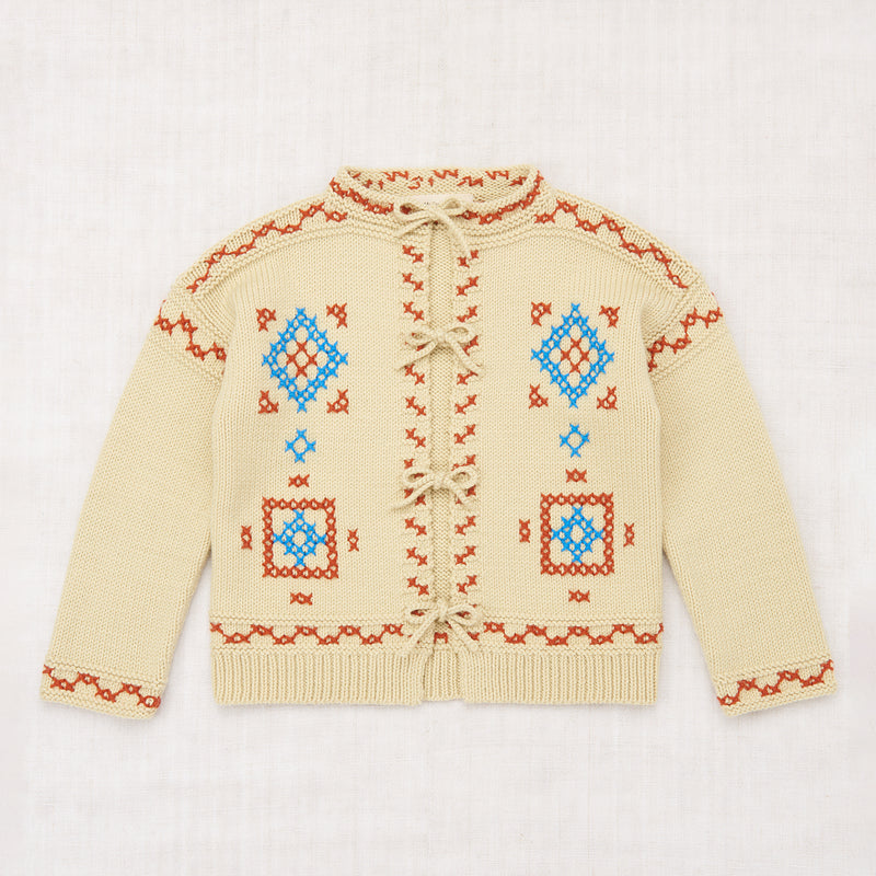 Merino Wool Cross Stitch Bjorn Cardigan - Raffia