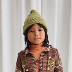 Merino Wool Garter Hat in green in sizes 2y-8y. – MamaOwl