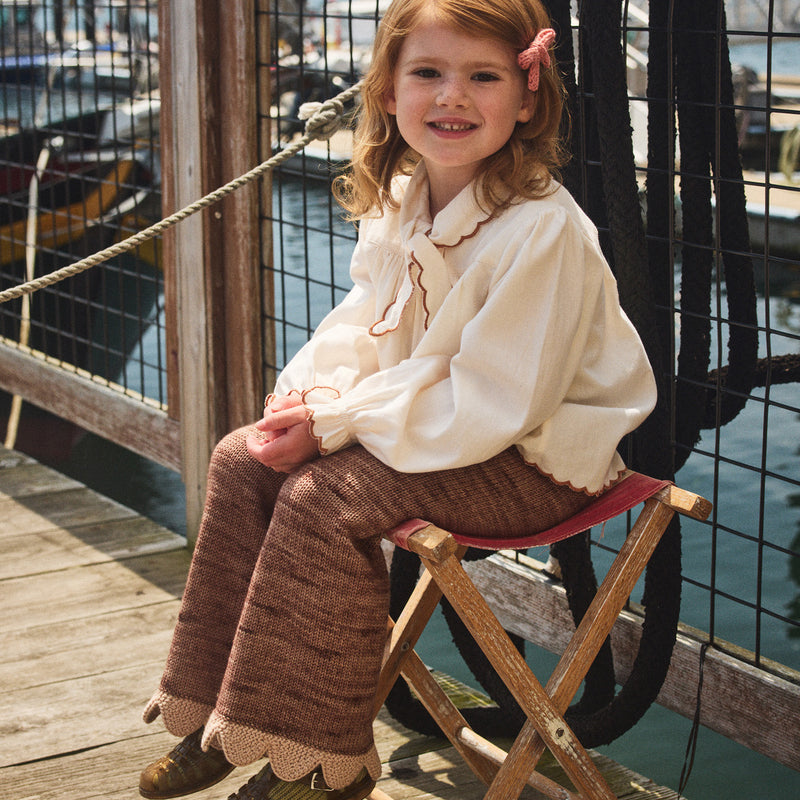 Merino Wool Scallop Edge Pant - Affogato