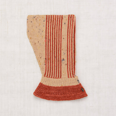 Merino Wool Garter Stripe Hood - Camel Confetti