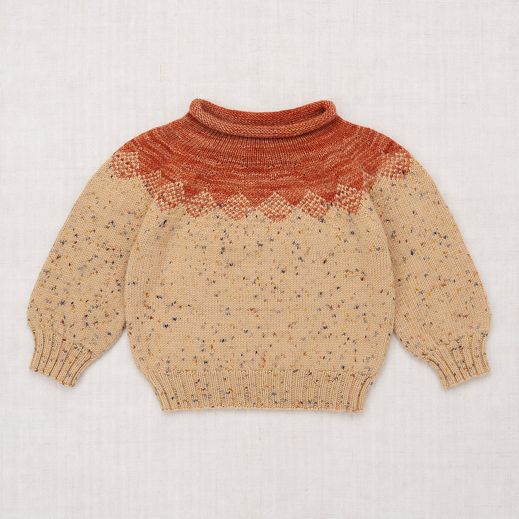 Hand Knit Merino Wool Pinecone Sweater - Camel Confetti