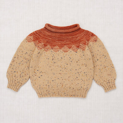 Hand Knit Merino Wool Pinecone Sweater - Camel Confetti