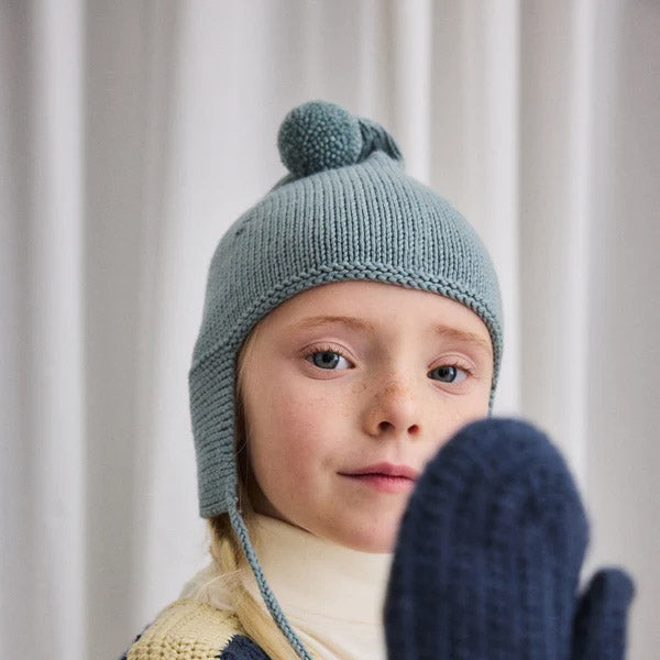 Handknit Merino Wool Pointy Peak Hat - Overcast