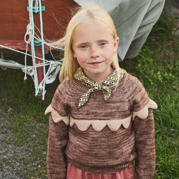 Merino Wool Scallop Yoke Sweater - Affogato