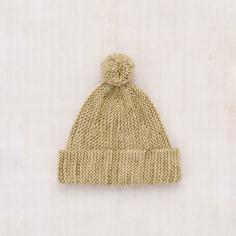 Baby Merino Wool Garter Hat - Pebble
