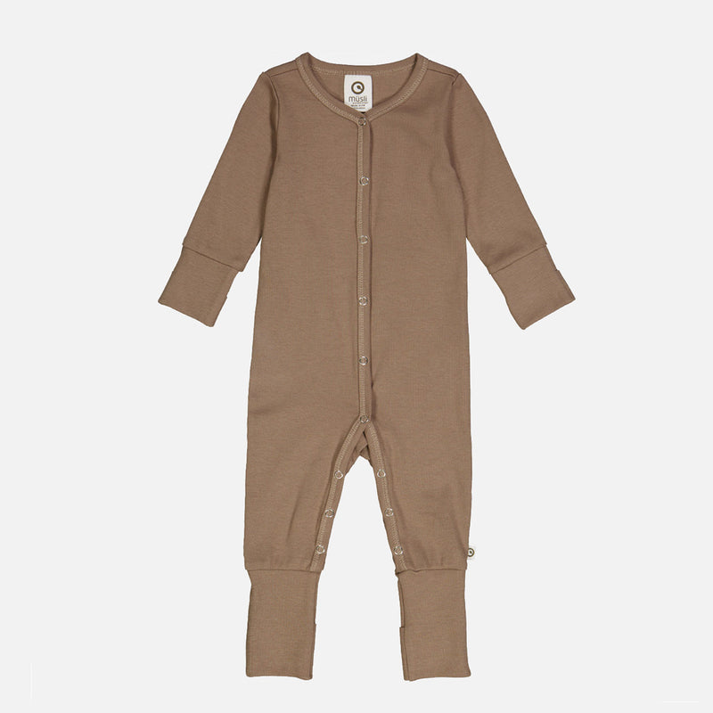 Baby Cotton Rib Pyjamas - Walnut