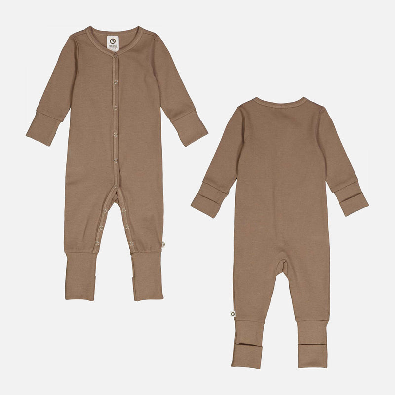 Baby Cotton Rib Pyjamas - Walnut