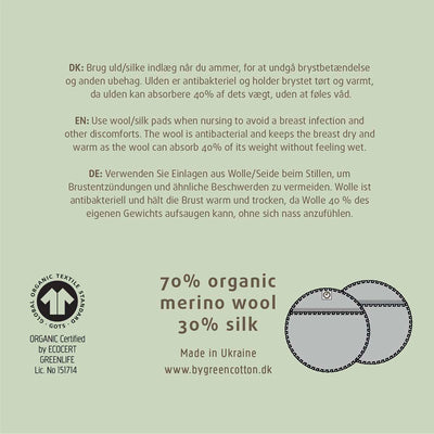 Merino Wool & Silk Nursing Pads - Natural