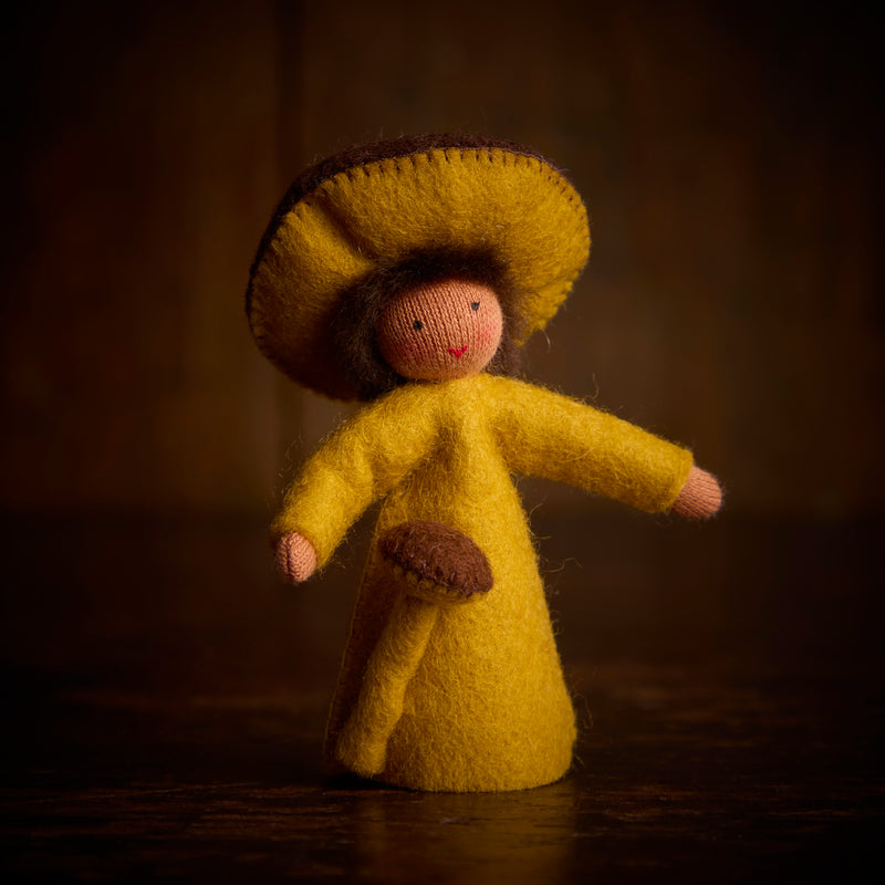 Handmade Wool Fairy - Mustard Mushroom - Brown