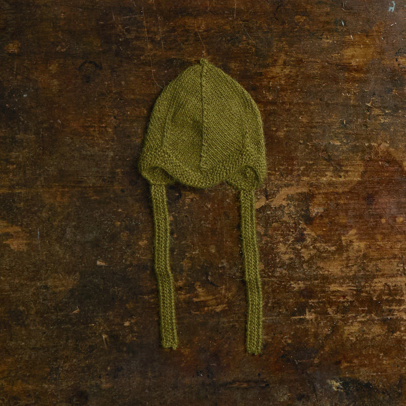 Baby Handknit Alpaca Bonnet - Olive