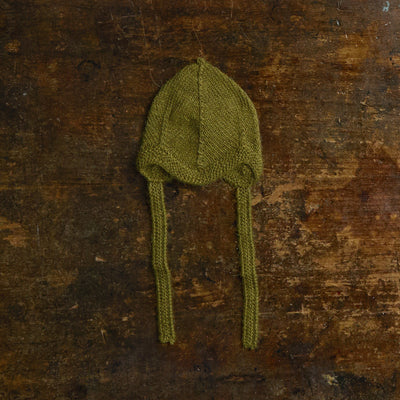 Baby Handknit Alpaca Bonnet - Olive
