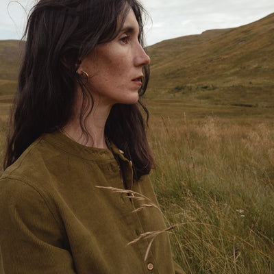 Ash Women's Dress - Cotton Corduroy - Seaweed