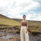 Cygnus Women's Top - Wool/Silk Pointelle - Pecan