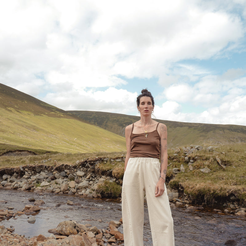 Cygnus Women's Top - Wool/Silk Pointelle - Pecan