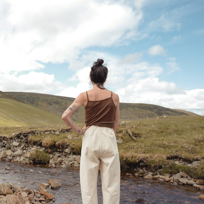 Cygnus Women's Top - Wool/Silk Pointelle - Pecan