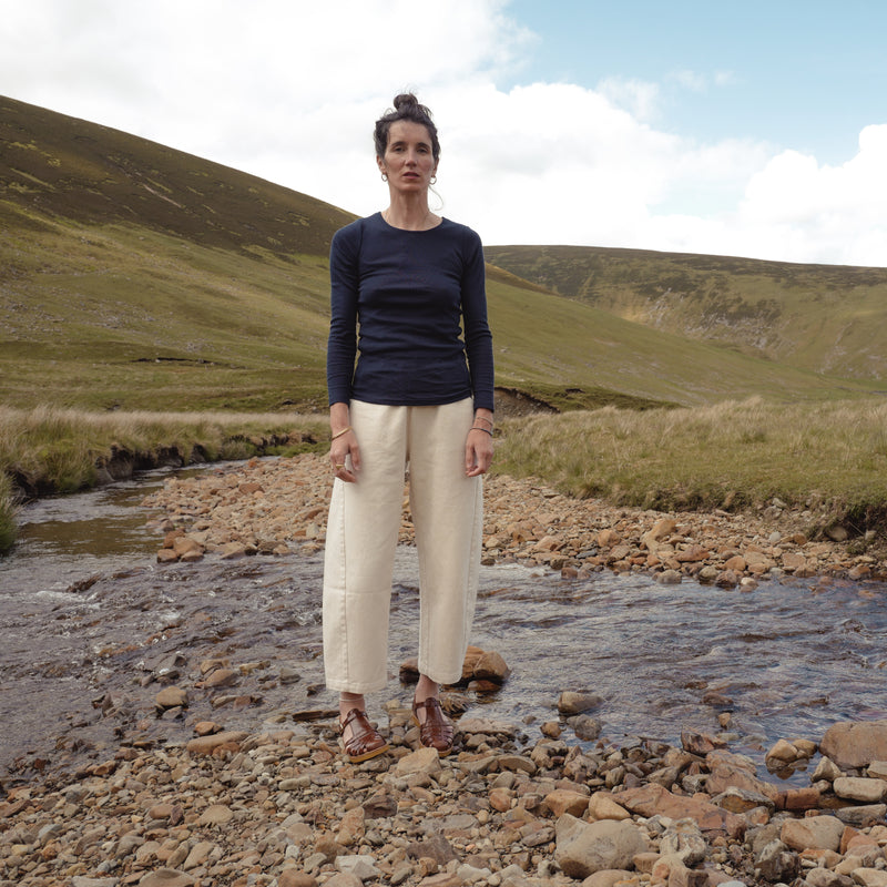 Lark Women's Top - Cotton Pointelle - Midnight