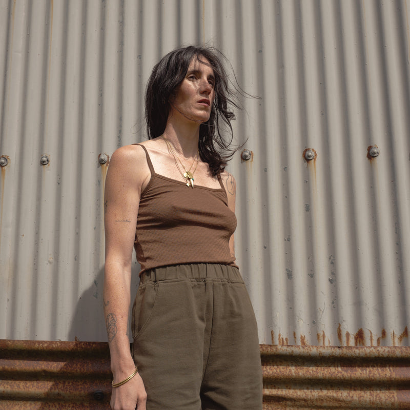 Cygnus Women's Top - Wool/Silk Pointelle - Pecan