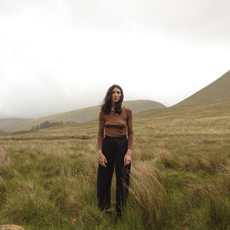 Lark Women's Top - Wool/Silk Pointelle - Pecan