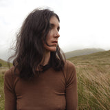 Lark Women's Top - Wool/Silk Pointelle - Pecan