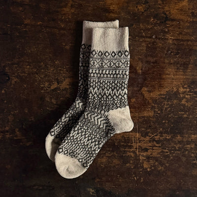 Adults Wool Jacquard Socks - Oatmeal