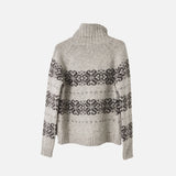 Women's Wool Folklore Polo Neck Sweater - Undyed Light Grey