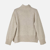 Women's Wool Polo Neck Sweater - Nature