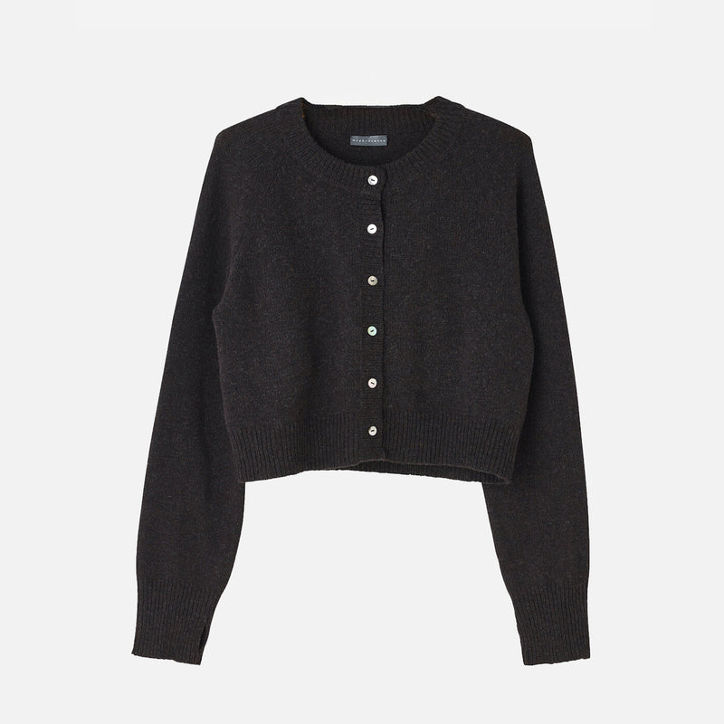 Women's Wool Raglan Cardigan -  Dark Brown
