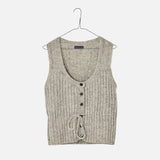 Women's Undyed Wool Cable Vest - Light Grey