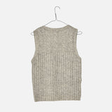 Women's Undyed Wool Cable Vest - Light Grey