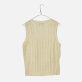 Women's Undyed Wool Cable Vest - Off White