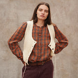 Women's Undyed Wool Cable Vest - Off White