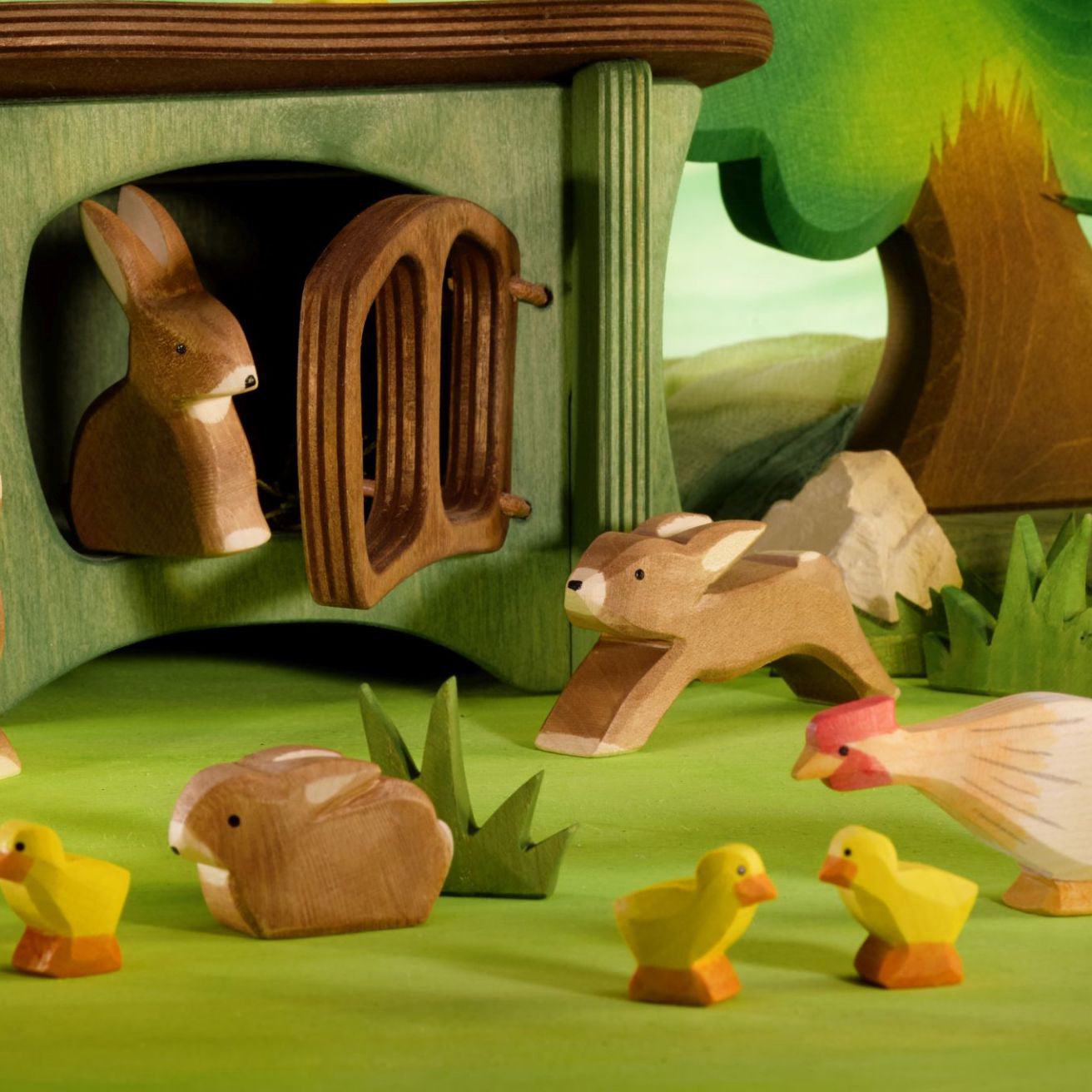 Handcrafted Wooden Sitting Brown Rabbit – MamaOwl